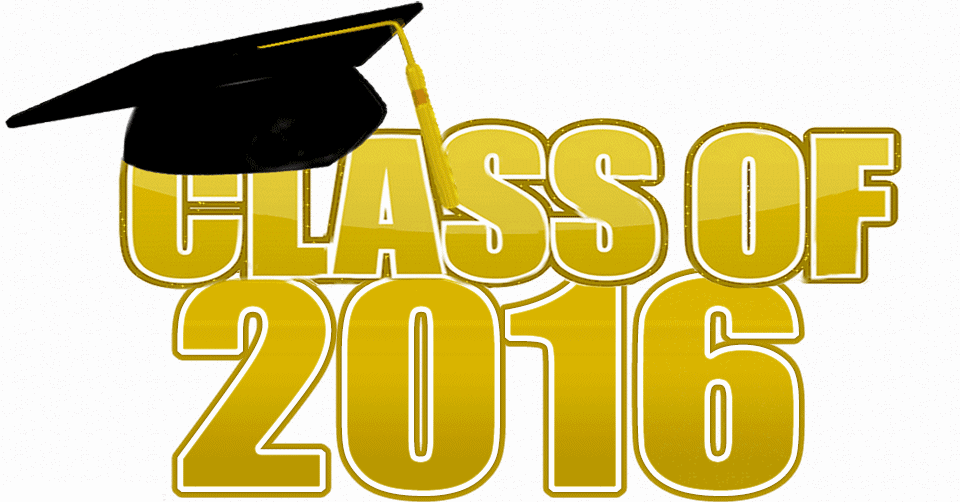 Class of 2016 lettering with graduation cap on top.