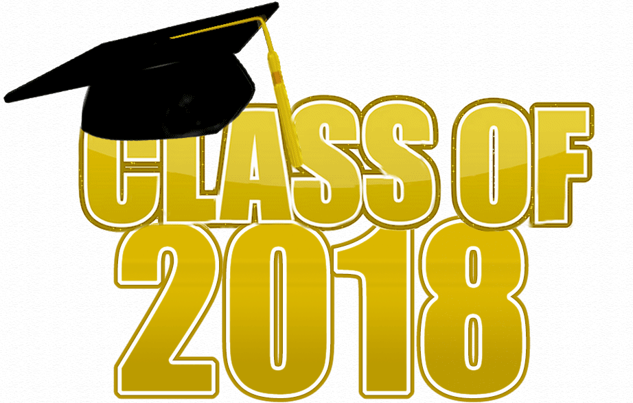Class of 2018 lettering with graduation cap on top